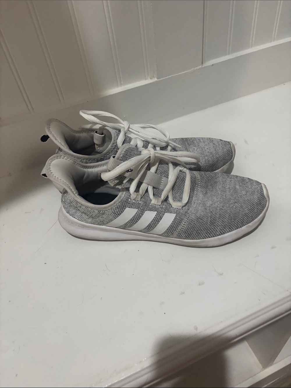 adidas Women’s Grey and White Lightweight Sneakers